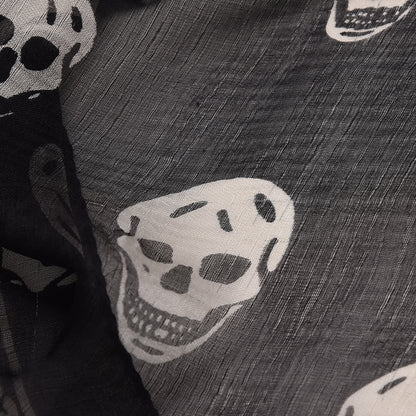 Alexander McQueen Silk Chiffon Skull Scarf Black Ivory 5 of 5