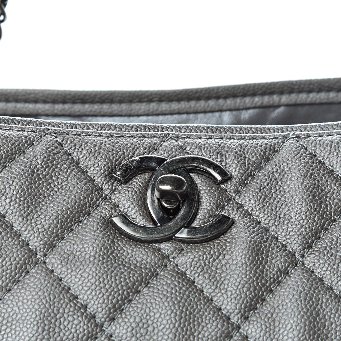 Metallic Caviar Large Be Caviar Tote Silver