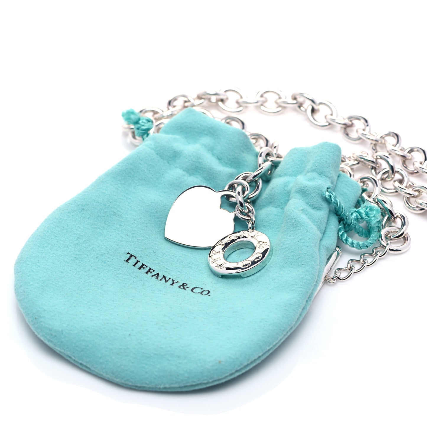 Sterling Silver Heart Tag Toggle Necklace
