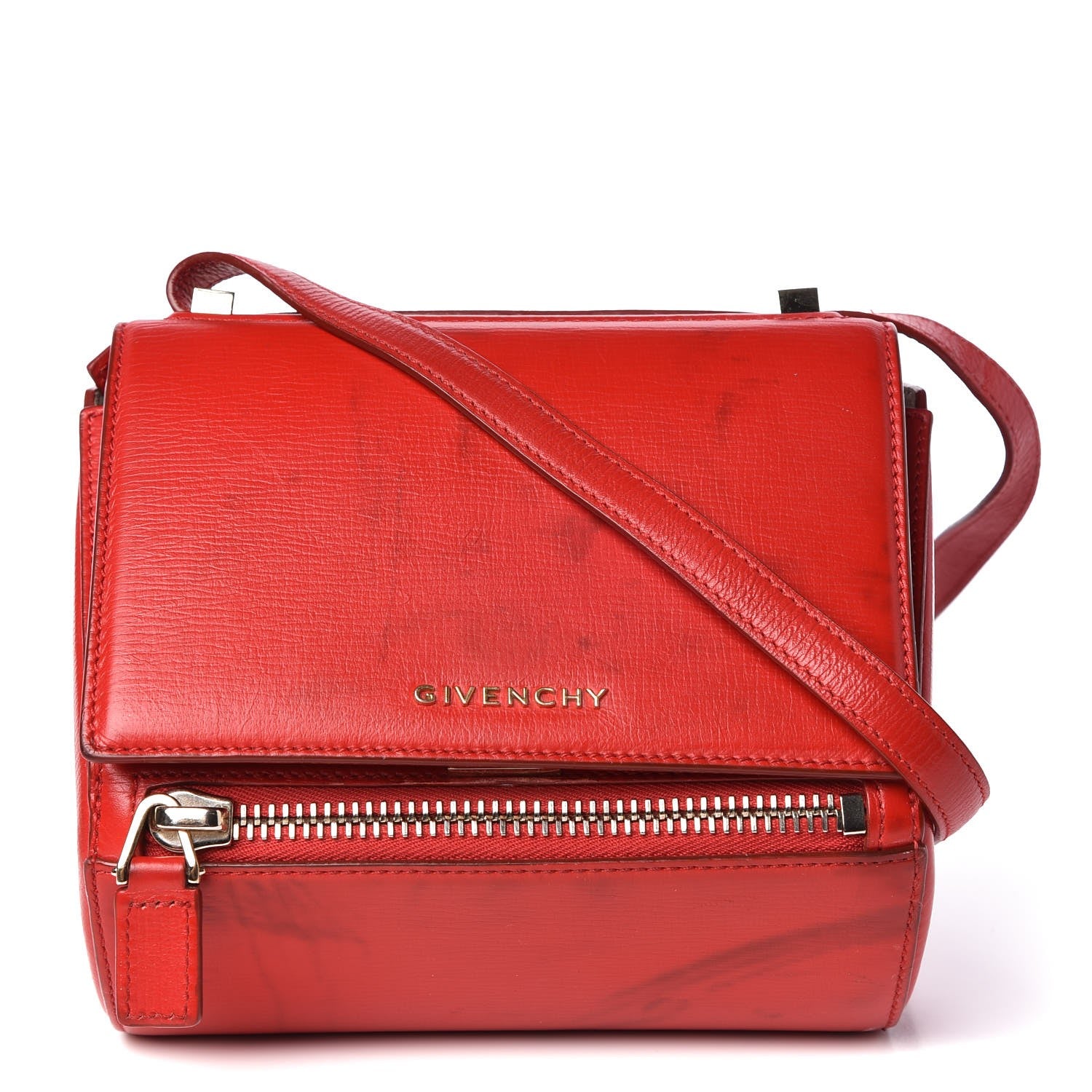 Givenchy Textured Calfskin Mini Pandora Box Crossbody Bag Red 1 of 18