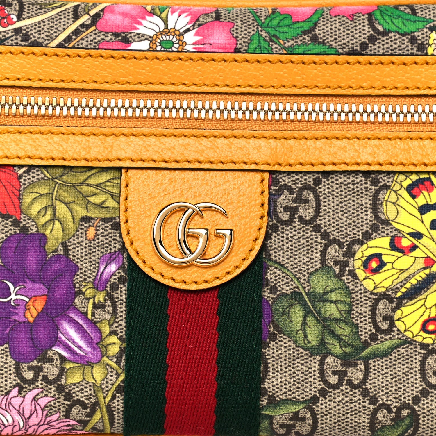 Gucci GG Supreme Monogram Flora Medium Ophidia Belt Bag Beige Multicolor Crop 8 of 12
