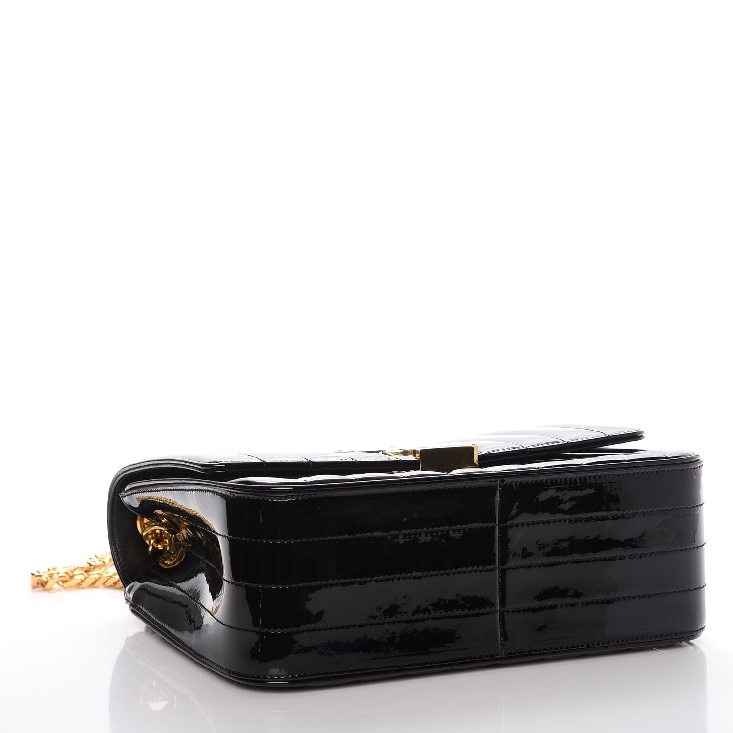 Saint Laurent Patent Matelasse Monogram Large Vicky Chain Bag Black 4 of 7