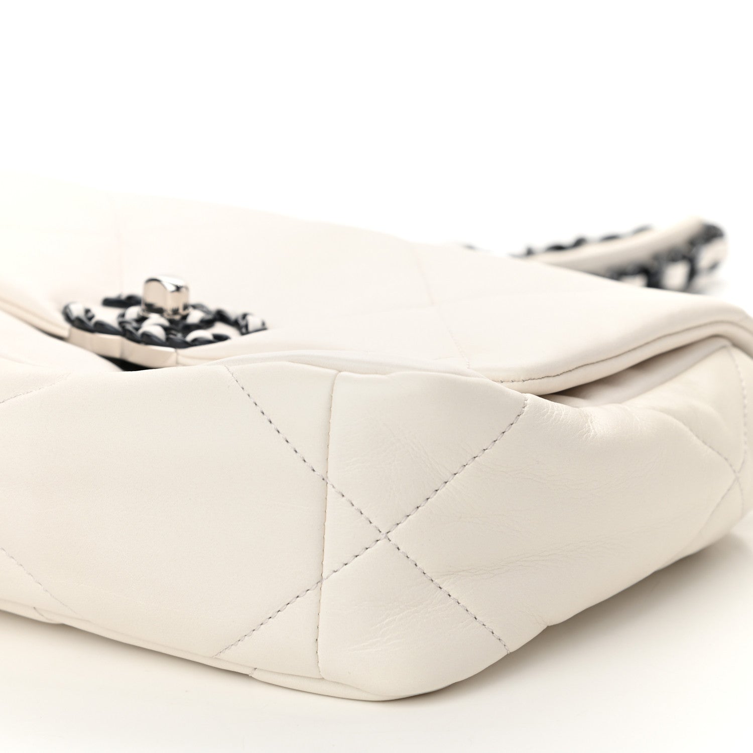 Chanel Glossy Calfskin Quilted Medium Chanel 19 Flap White Black 10 of 11