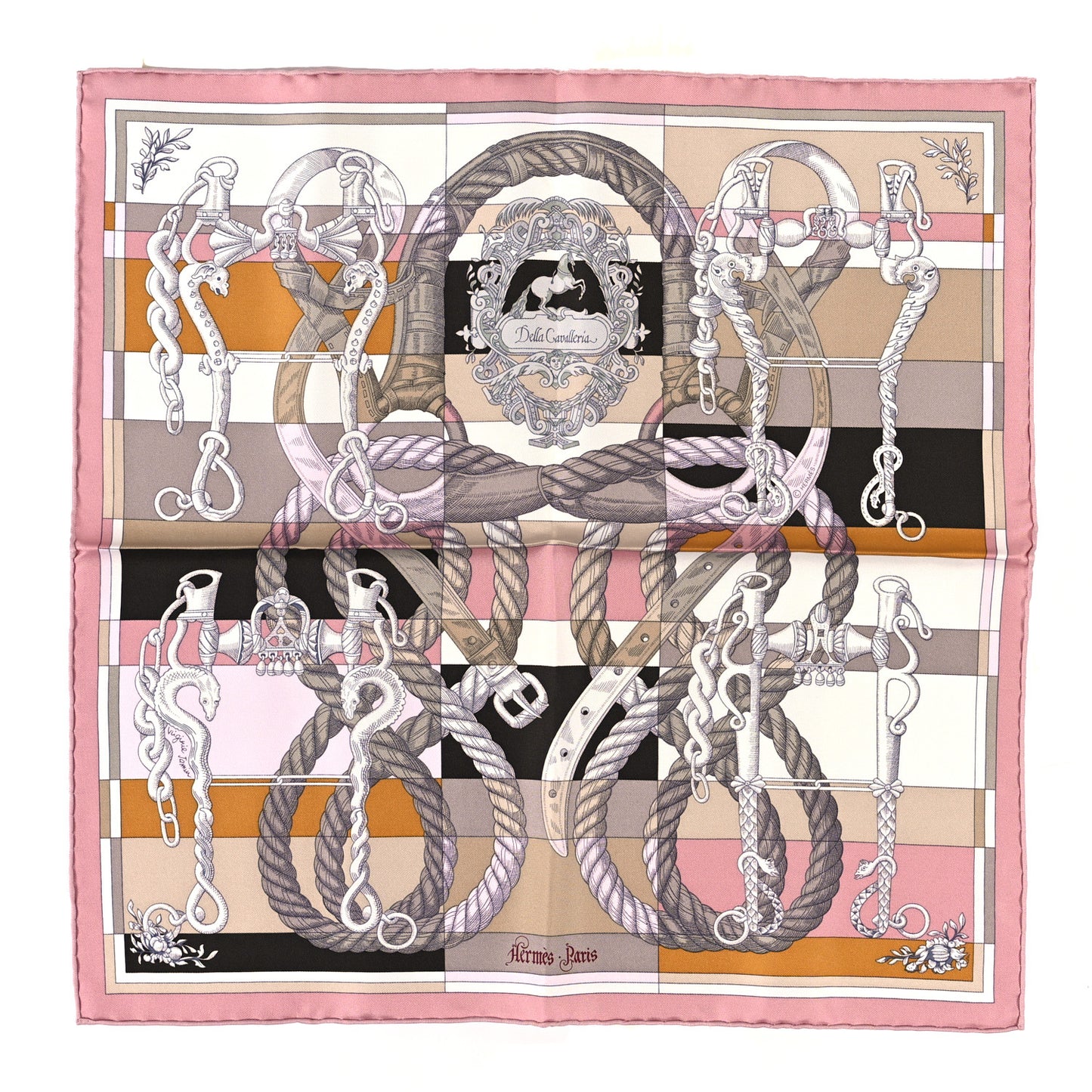 Silk Della Cavalleria Pocket Square Scarf Vieux Rose Beige