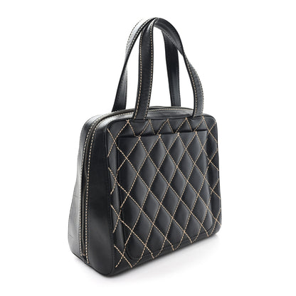 Chanel Calfskin Wild Stitch Vertical Top Handle Bag Black 4 of 11
