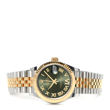 Rolex Stainless Steel 18K Yellow Gold Diamond 31mm Oyster Perpetual Datejust Watch Olive Green Roman 278273 2 of 5