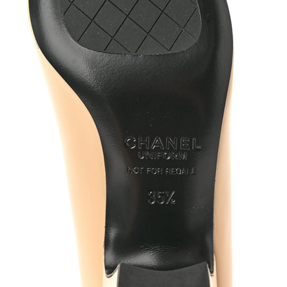 Chanel Lambskin Cap Toe CC Pumps 35.5 Beige Black 6 of 11