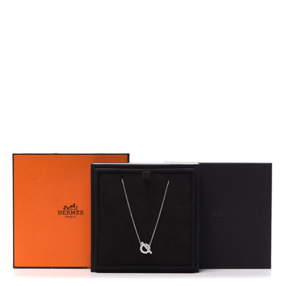 Hermes 18K White Gold Diamond Finesse Pendant Necklace 5 of 5
