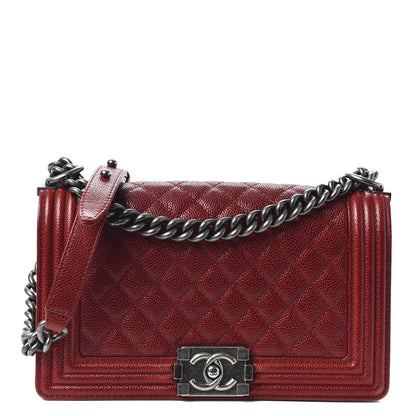 Chanel Caviar Quilted Medium Boy Flap Dark Red 1 of 11