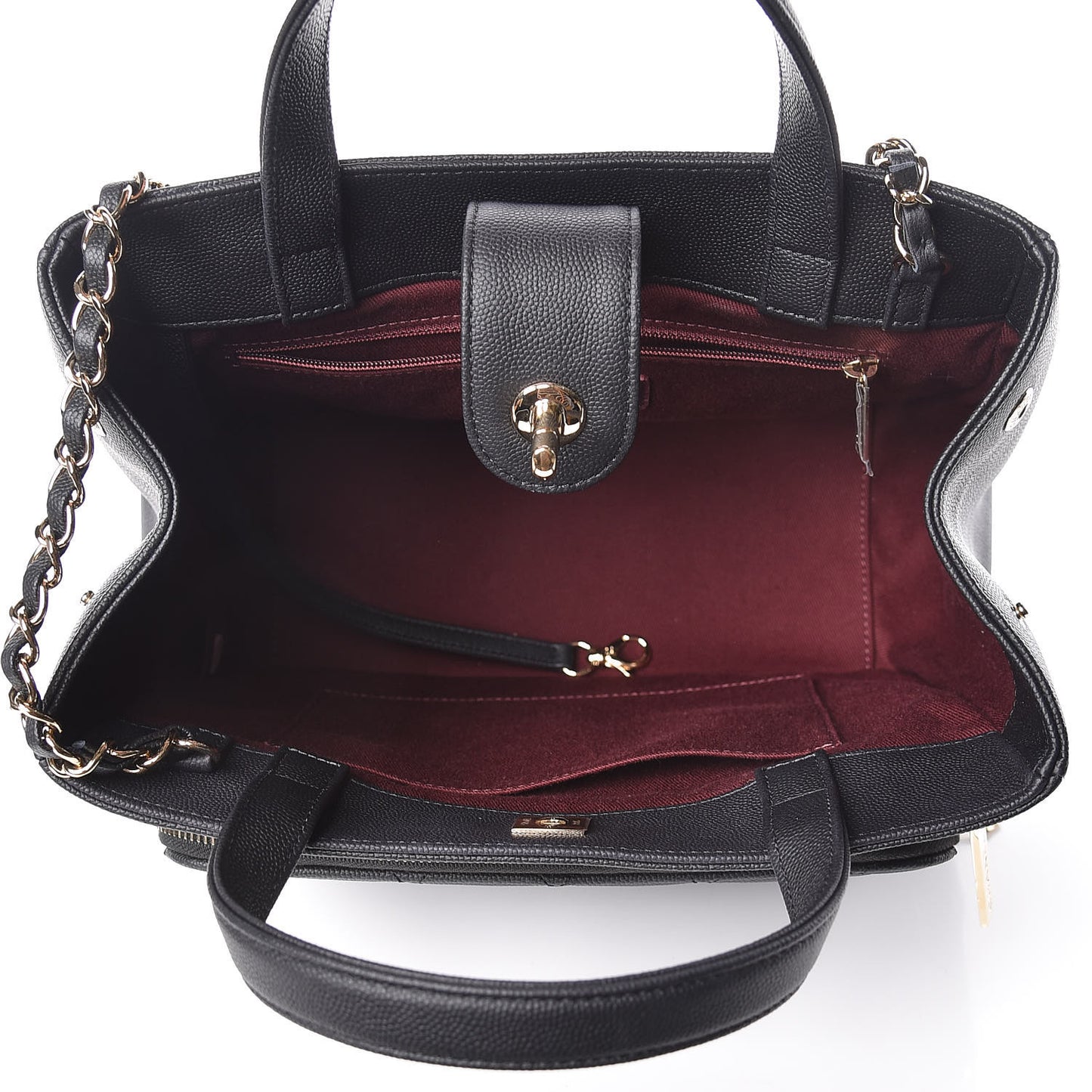 Caviar Quilted Small Business Affinity Shopping Bag Black