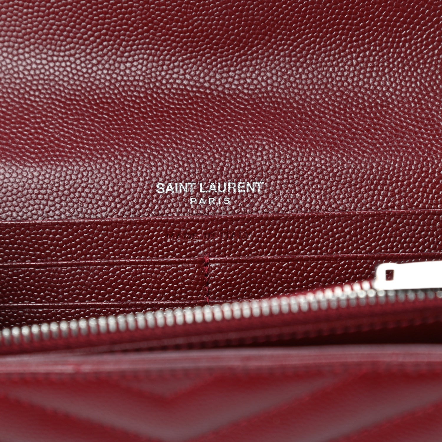 Saint Laurent Grain De Poudre Matelasse Chevron Monogram Flap Wallet Palissandre 10 of 12