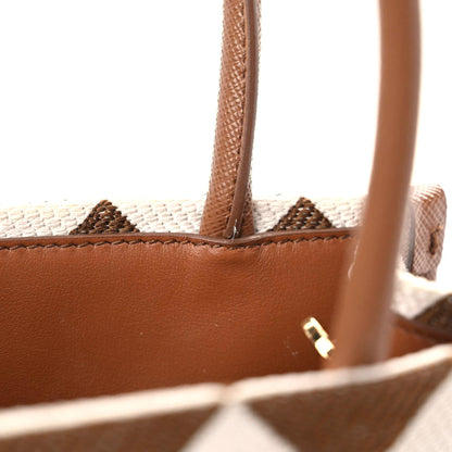 Prada Jacquard Saffiano Triangolo Symbole Embroidered Micro Tote Tobacco Talco 11 of 11