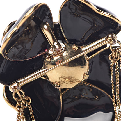 Chanel Enamel Chain Camellia Brooch Black 4 of 5
