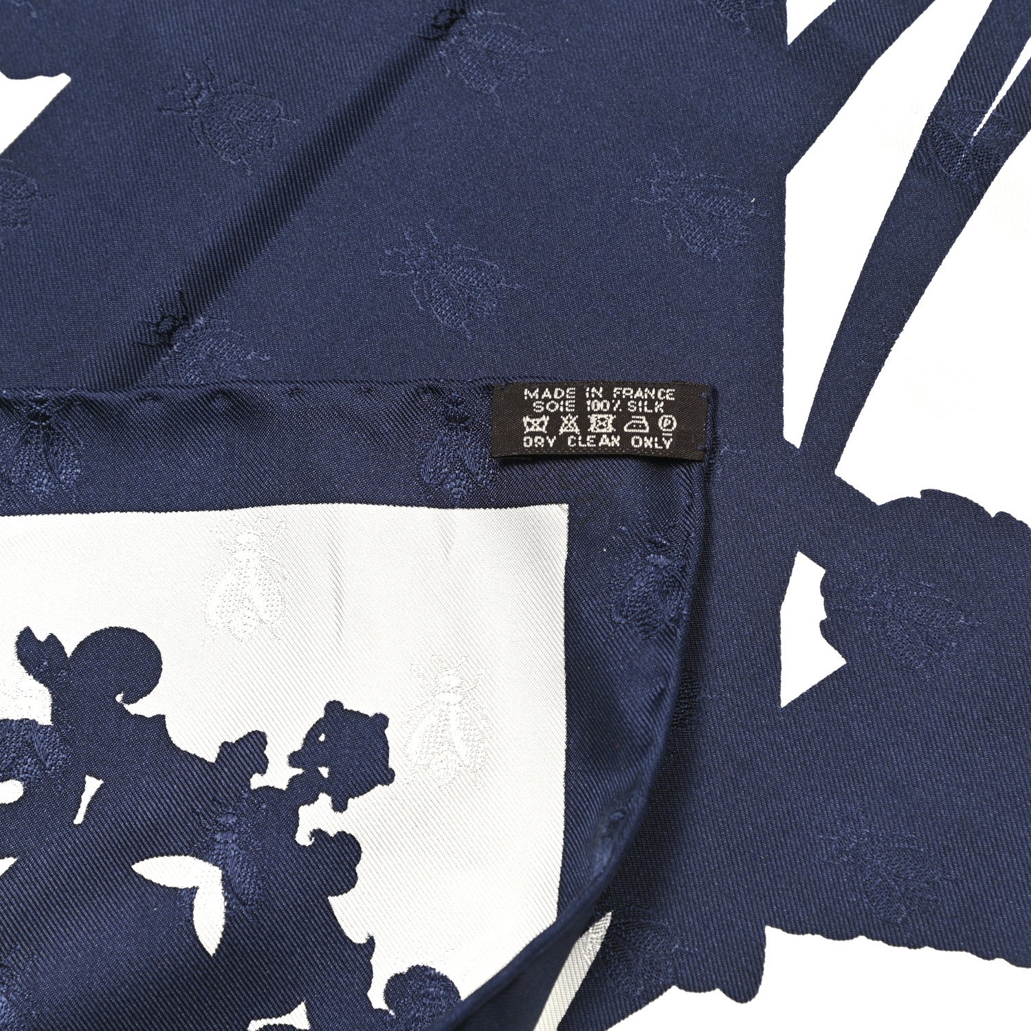 Hermes Silk Harnais De Cour Tattoo Scarf 90 Marine White 6 of 6