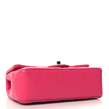 Chanel Lambskin Quilted Mini Rectangular Flap Dark Pink 4 of 13