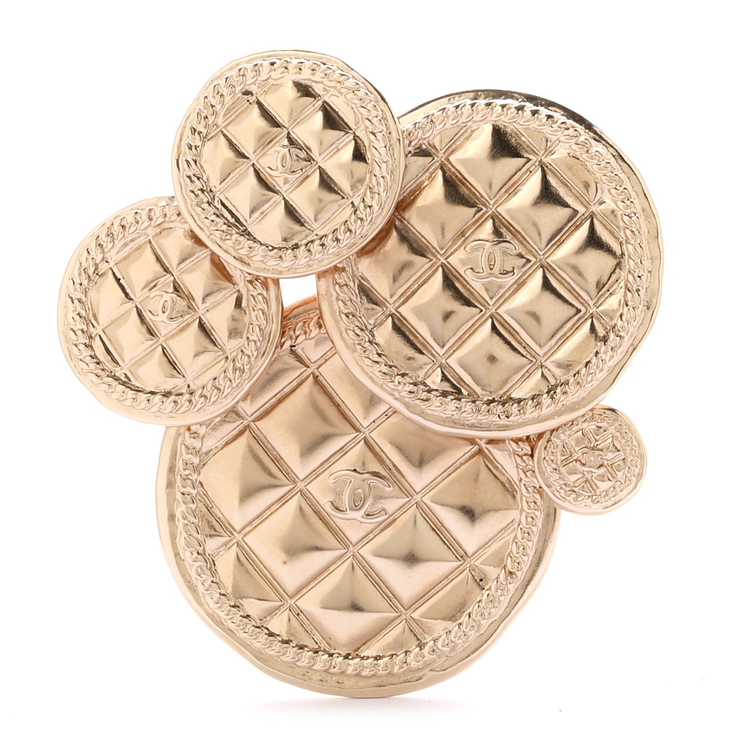 Chanel Metal Quilted CC Medallion Brooch Gold 1 of 4