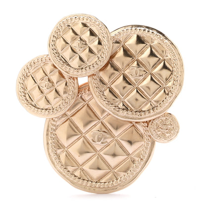 Chanel Metal Quilted CC Medallion Brooch Gold 1 of 4