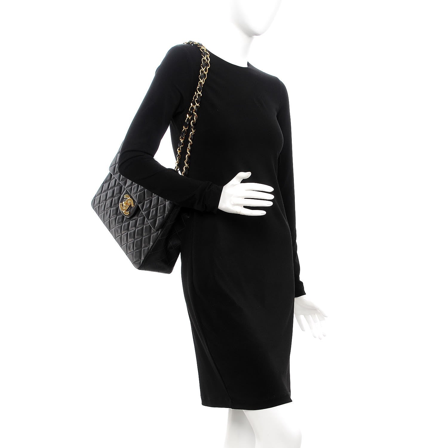 Chanel Lambskin Quilted XL Jumbo Single Flap Black 3 of 9