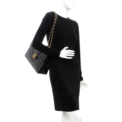 Chanel Lambskin Quilted XL Jumbo Single Flap Black 3 of 9