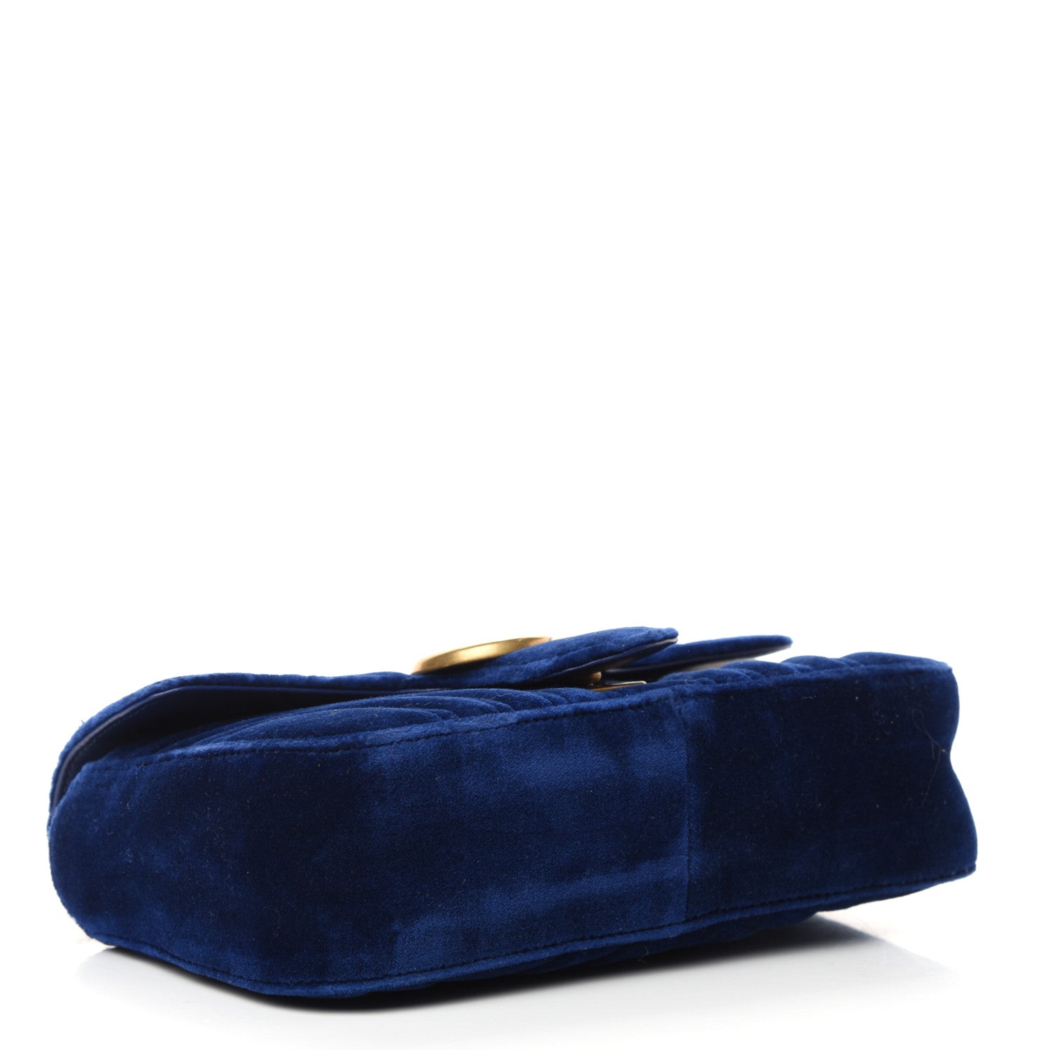 Gucci Velvet Matelasse Mini GG Marmont Shoulder Bag Cobalt Blue 4 of 10