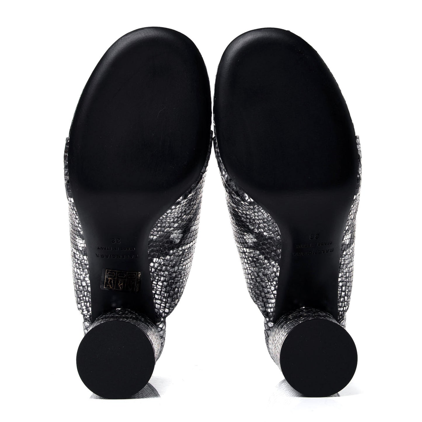 Kidskin Snake Effect Oval 90mm Mule Pump 38 Silver