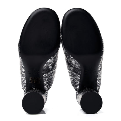 Balenciaga Kidskin Snake Effect Oval 90mm Mule Pump 38 Silver 4 of 6