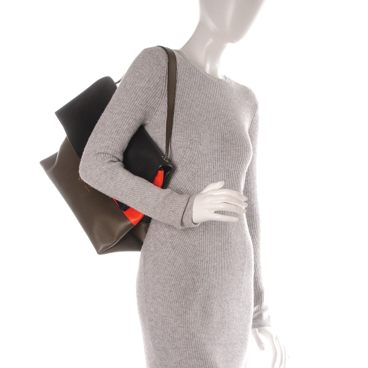 Smooth Calfskin Tri-Color All Soft Shoulder Bag Black