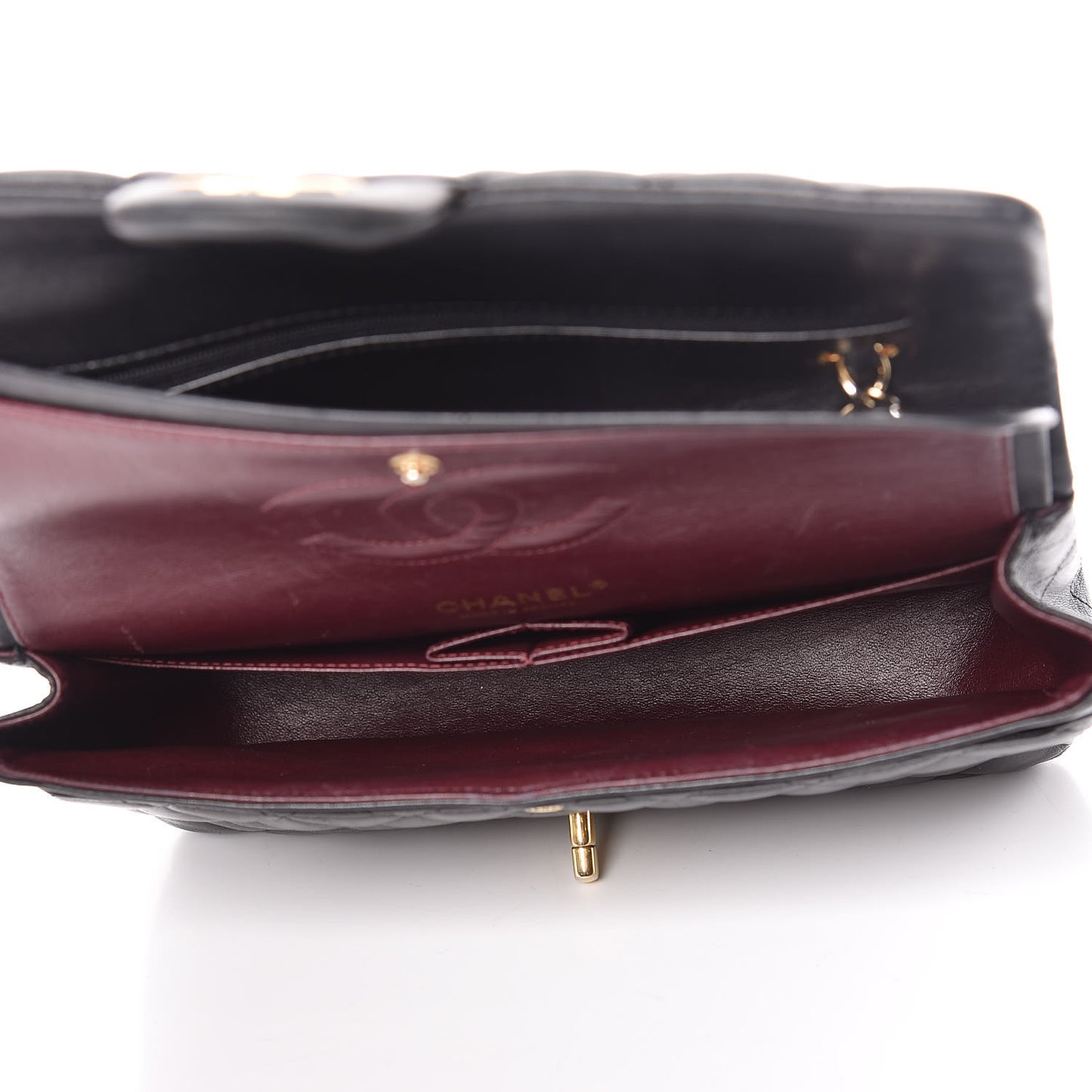 Lambskin Quilted Medium Double Flap Black