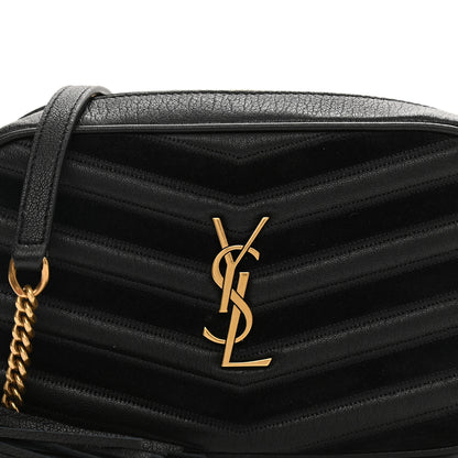 Saint Laurent Calfskin Suede Matelasse Monogram Mini Lou Camera Bag Black 7 of 11