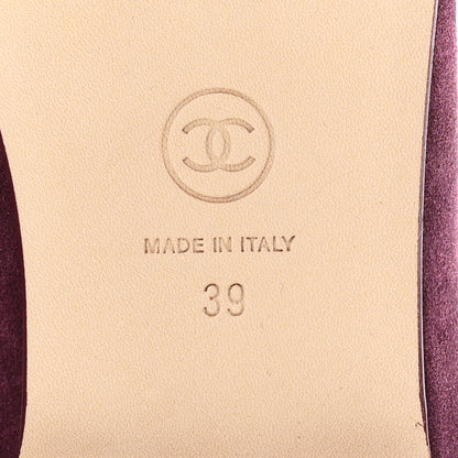 Chanel Suede Calfskin Patent Cap Toe CC Ballerina Flats 39 Burgundy 7 of 10