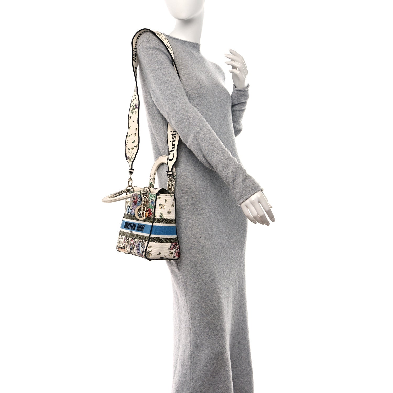 Christian Dior Canvas D-Constellation Embroidered Medium Lady D-Lite Latte Multicolor 2 of 10