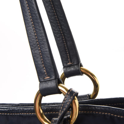 Prada Tessuto Nylon Vitello Daino Tote Blue 12 of 15