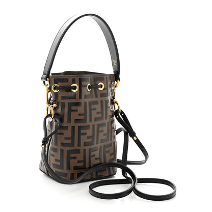 Fendi Vitello Liberty F is Fendi Bi-Color FF 1974 Embossed Mini Mon Tresor Bucket Bag Maya Black 3 of 10