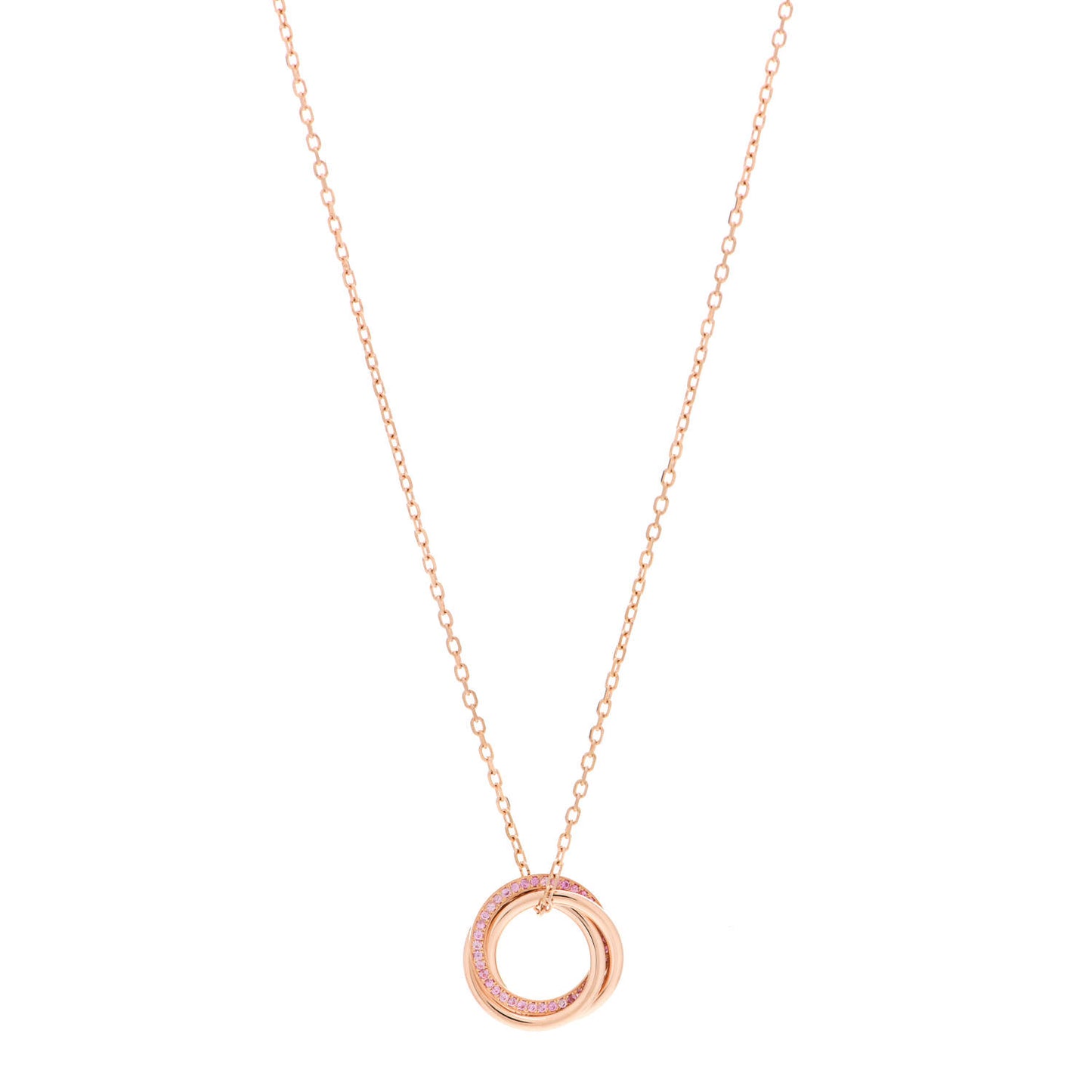 18K Pink Gold Pink Sapphire Trinity Pendant Necklace