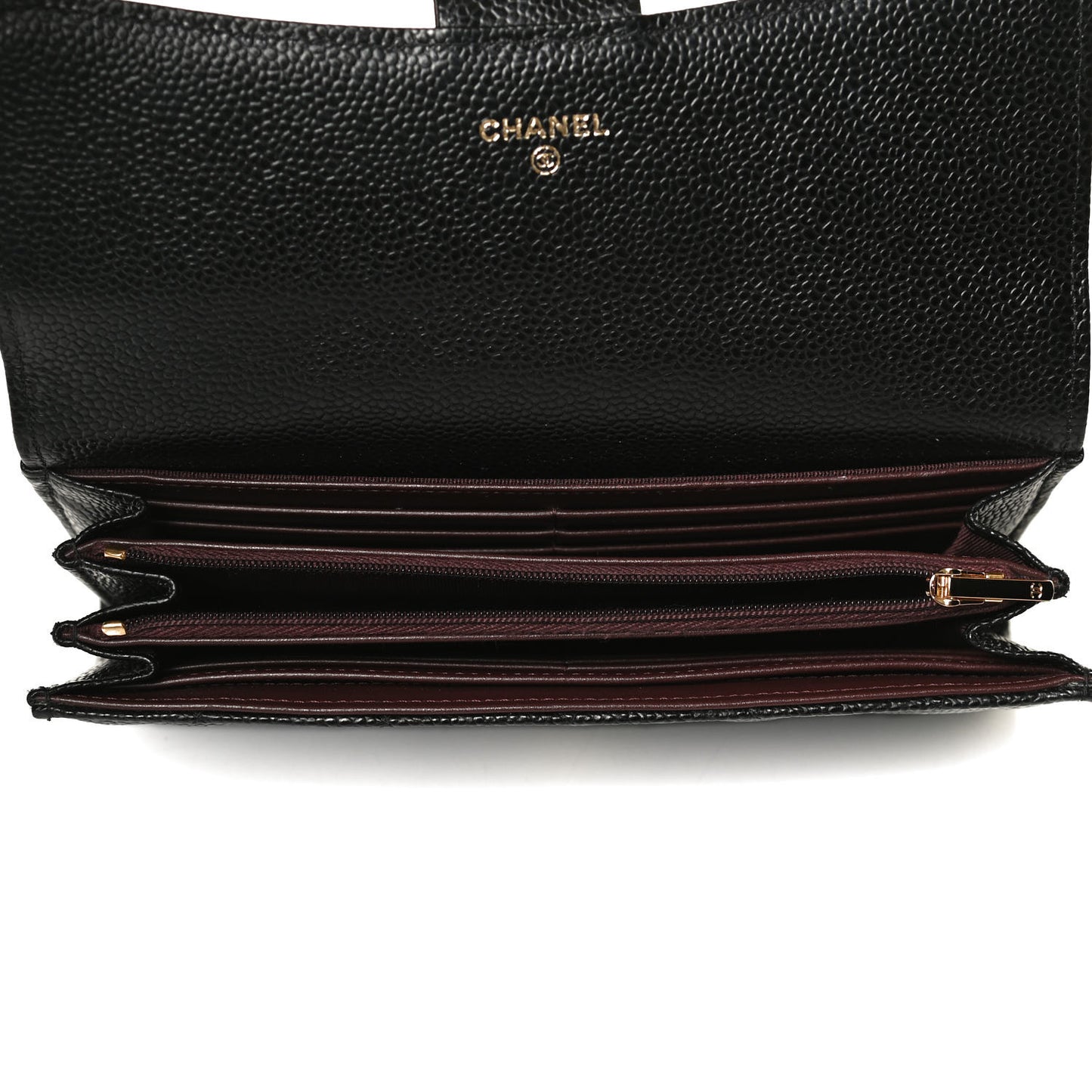 Caviar Quilted Large Gusset Flap Wallet Black