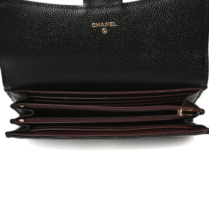Chanel Caviar Quilted Large Gusset Flap Wallet Black 10 of 22