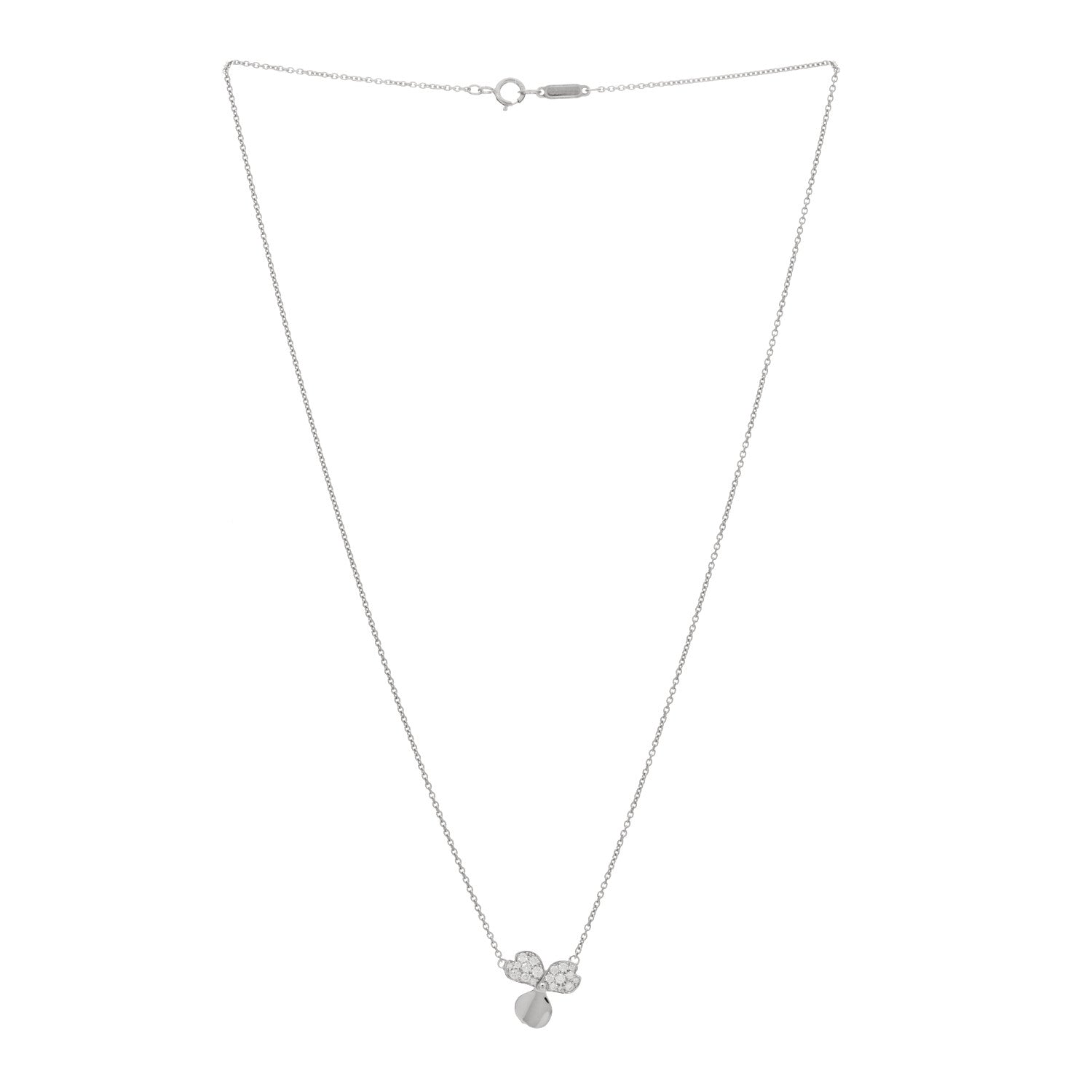 Tiffany Platinum Diamond .17ctw Small Paper Flowers Pendant Necklace 2 of 3