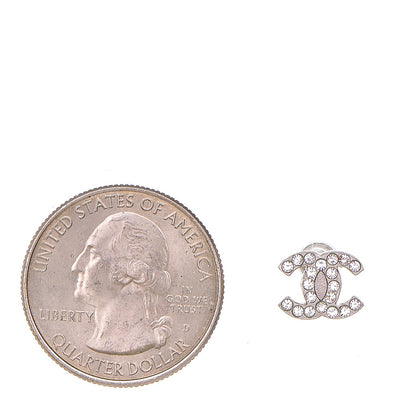 Chanel Crystal Mini Timeless CC Earrings Silver 3 of 4
