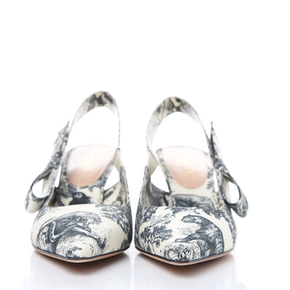 Christian Dior Toile De Jouy Sweet D Slingback Pumps 39.5 Off White Black 2 of 9