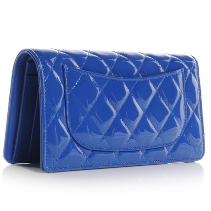 Chanel Patent Quilted Yen Wallet Dark Blue 3 of 8