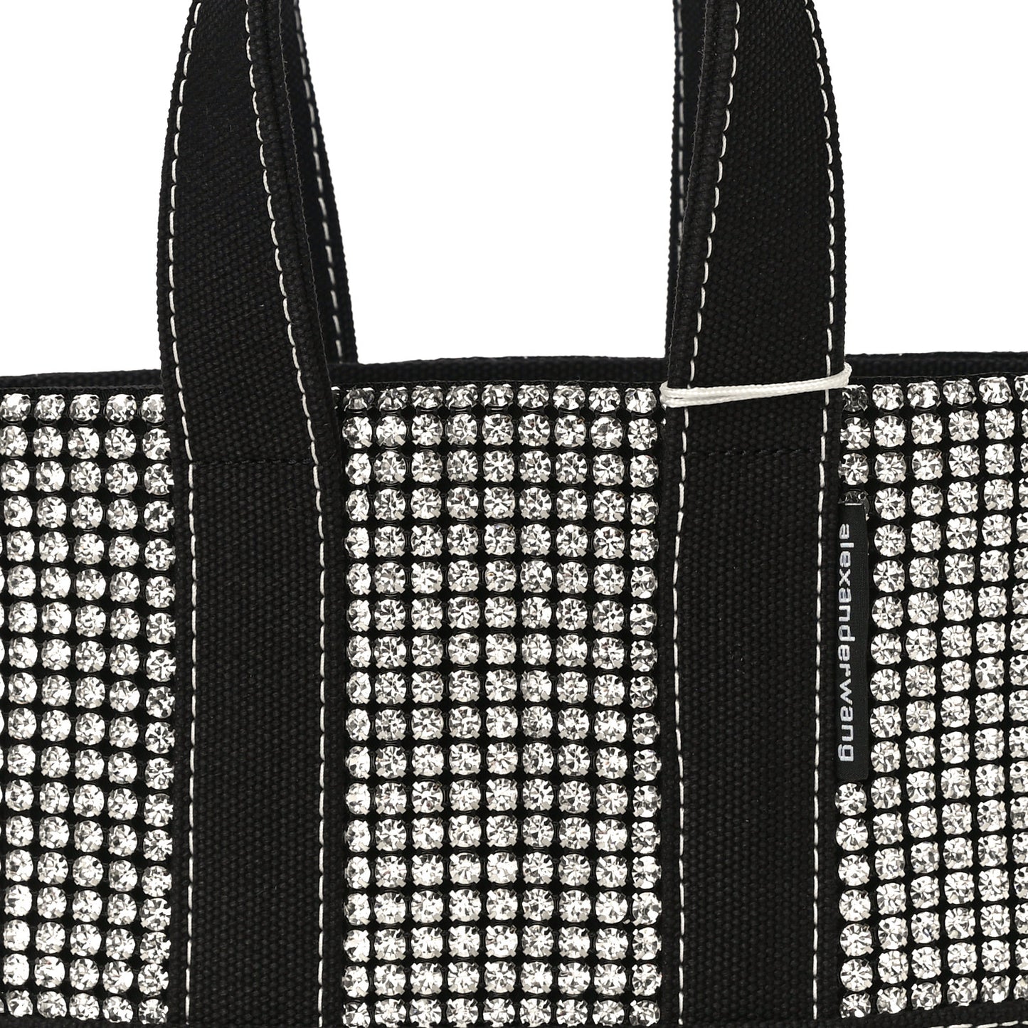 Mesh Crystal Rhinestone Mini Cruiser Tote Black Silver