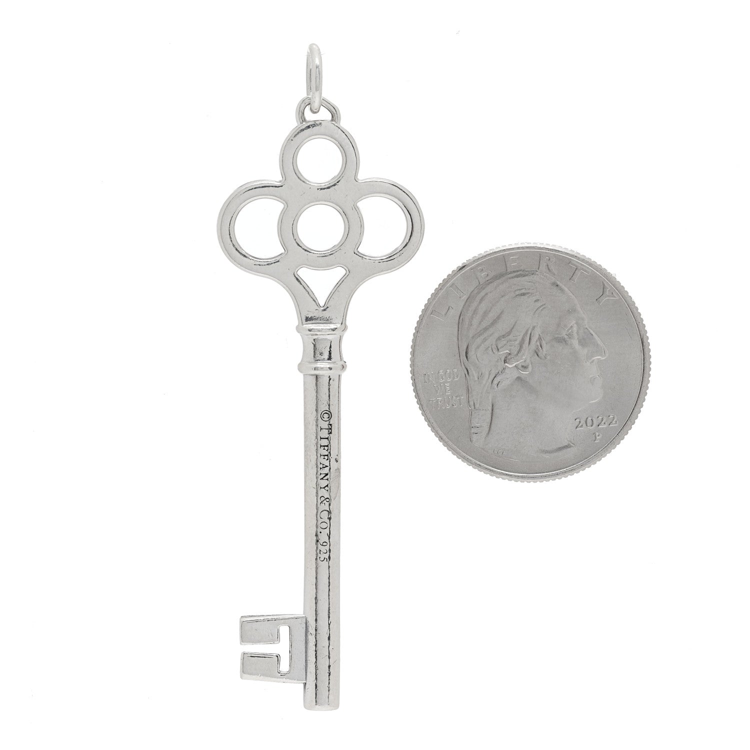 Tiffany Sterling Silver Large Crown Key Pendant 2 of 4