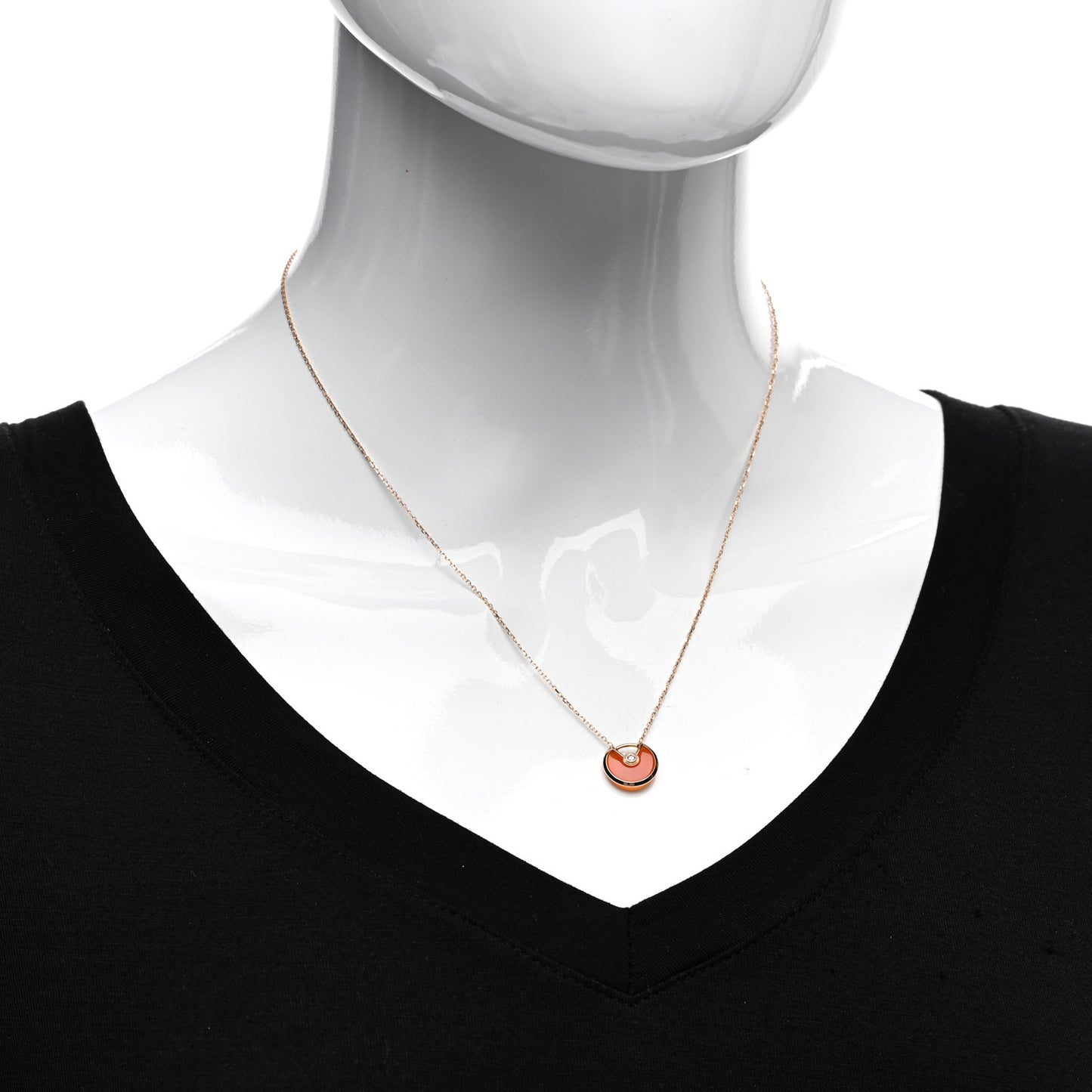 18K Pink Gold Diamond Carnelian XS Amulette de Cartier Pendant Necklace