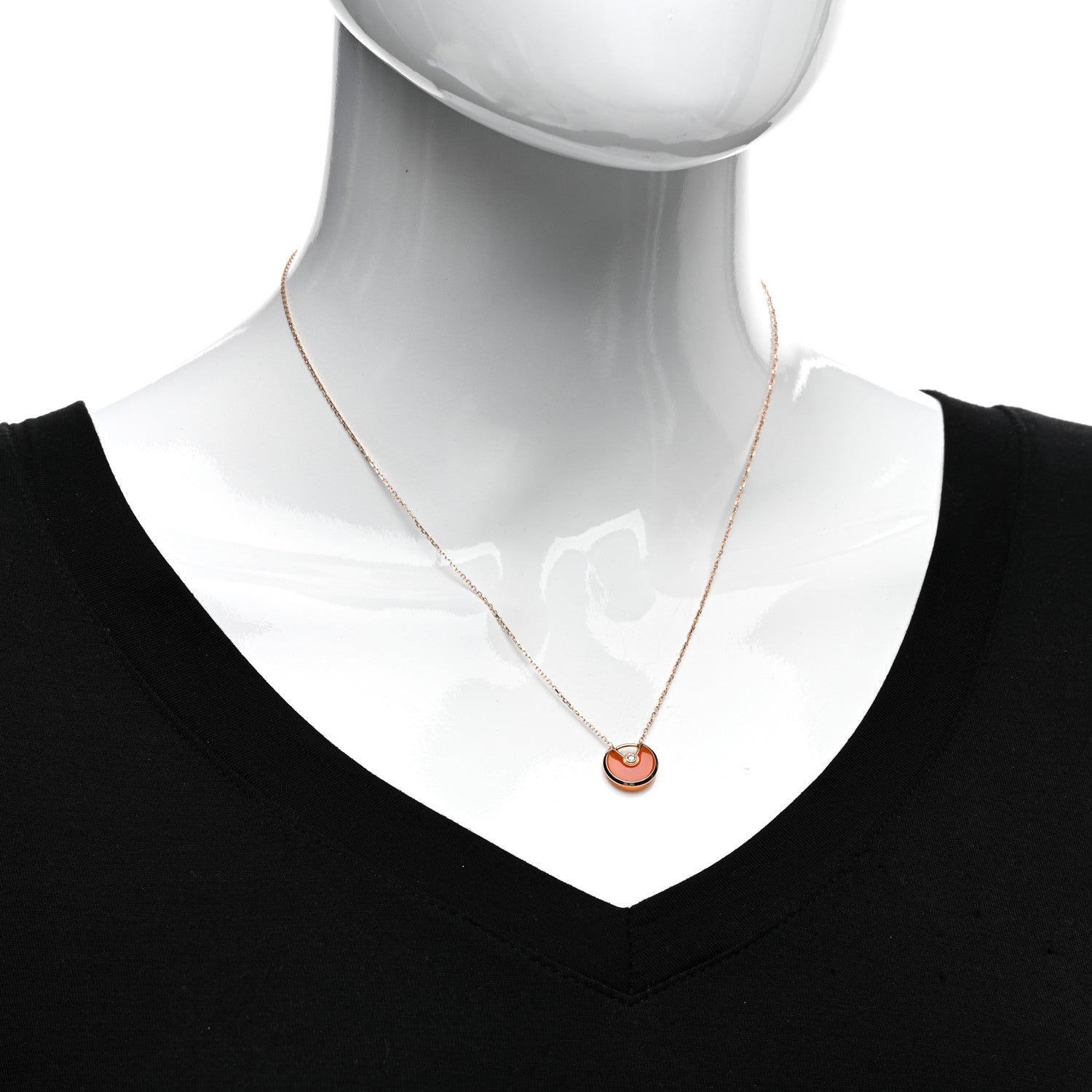 Cartier 18K Pink Gold Diamond Carnelian XS Amulette de Cartier Pendant Necklace 2 of 5