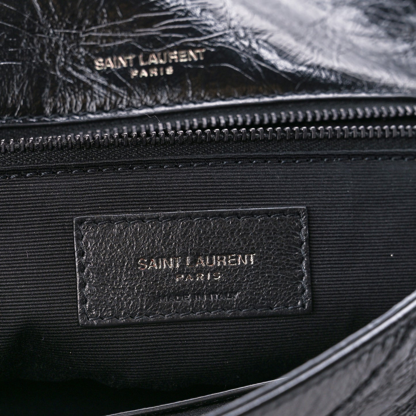 Crinkled Calfskin Matelasse Monogram Medium Niki Chain Satchel Black