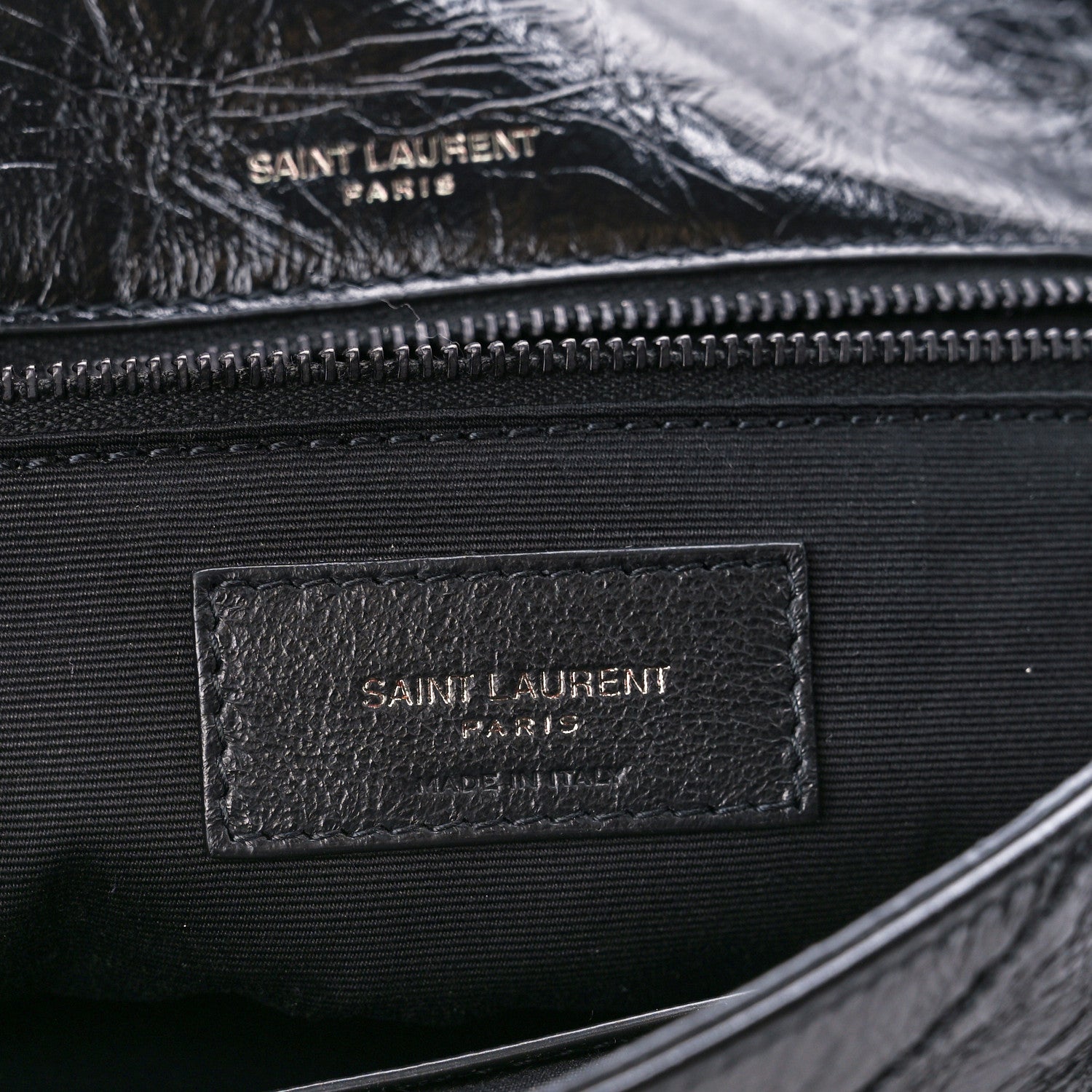 Saint Laurent Crinkled Calfskin Matelasse Monogram Medium Niki Chain Satchel Black 7 of 11