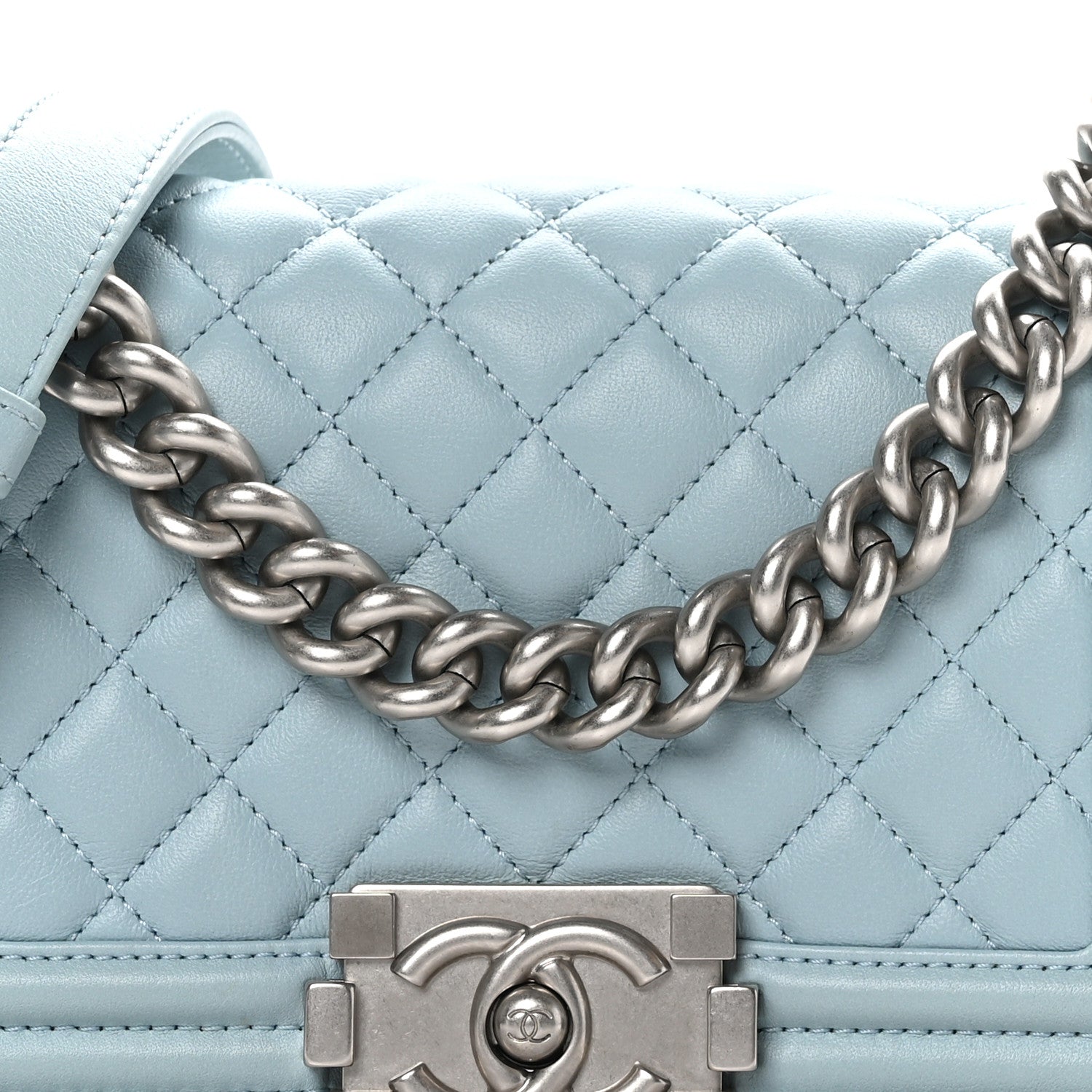 Chanel Lambskin Quilted Small Boy Flap Light Blue 8 of 10