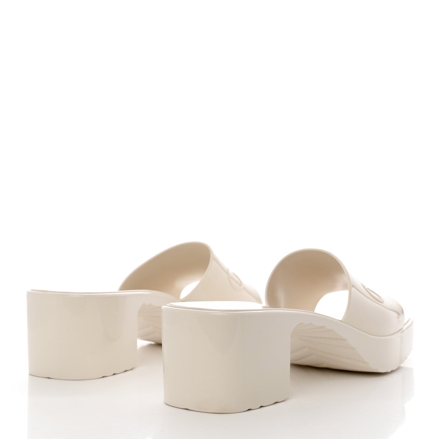 Rubber Gucci Logo Womens Platform 20/60mm Slide Sandals 38 Mystic White