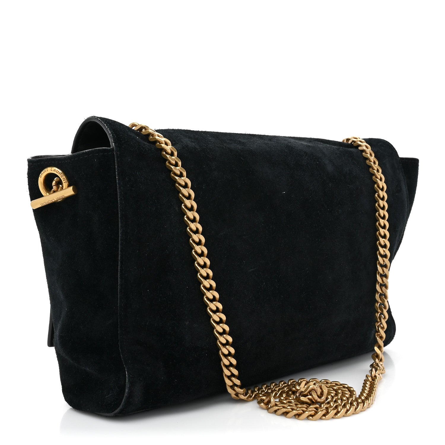 Saint Laurent Smooth Calfskin Suede Medium Reversible Monogram Kate Satchel Black 3 of 11