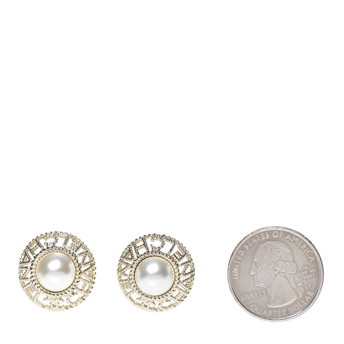 Pearl CC Round Rope Logo Earrings Gold